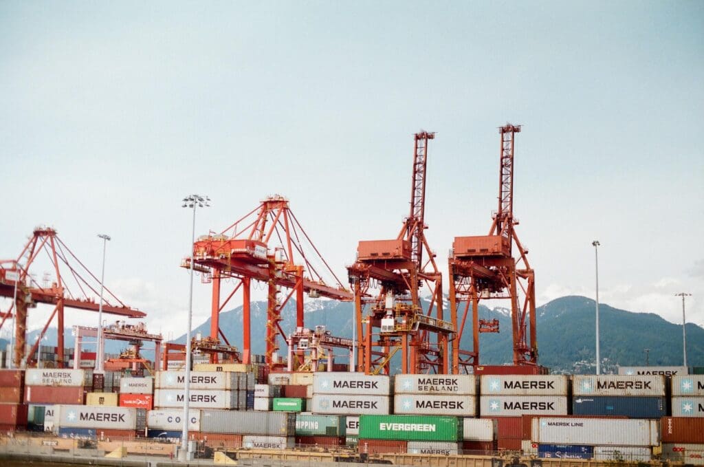 transportation port with container cranes