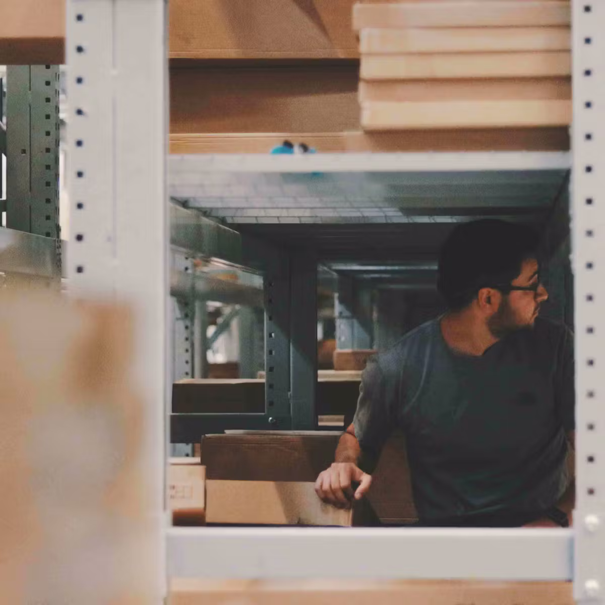 man warehouse interior